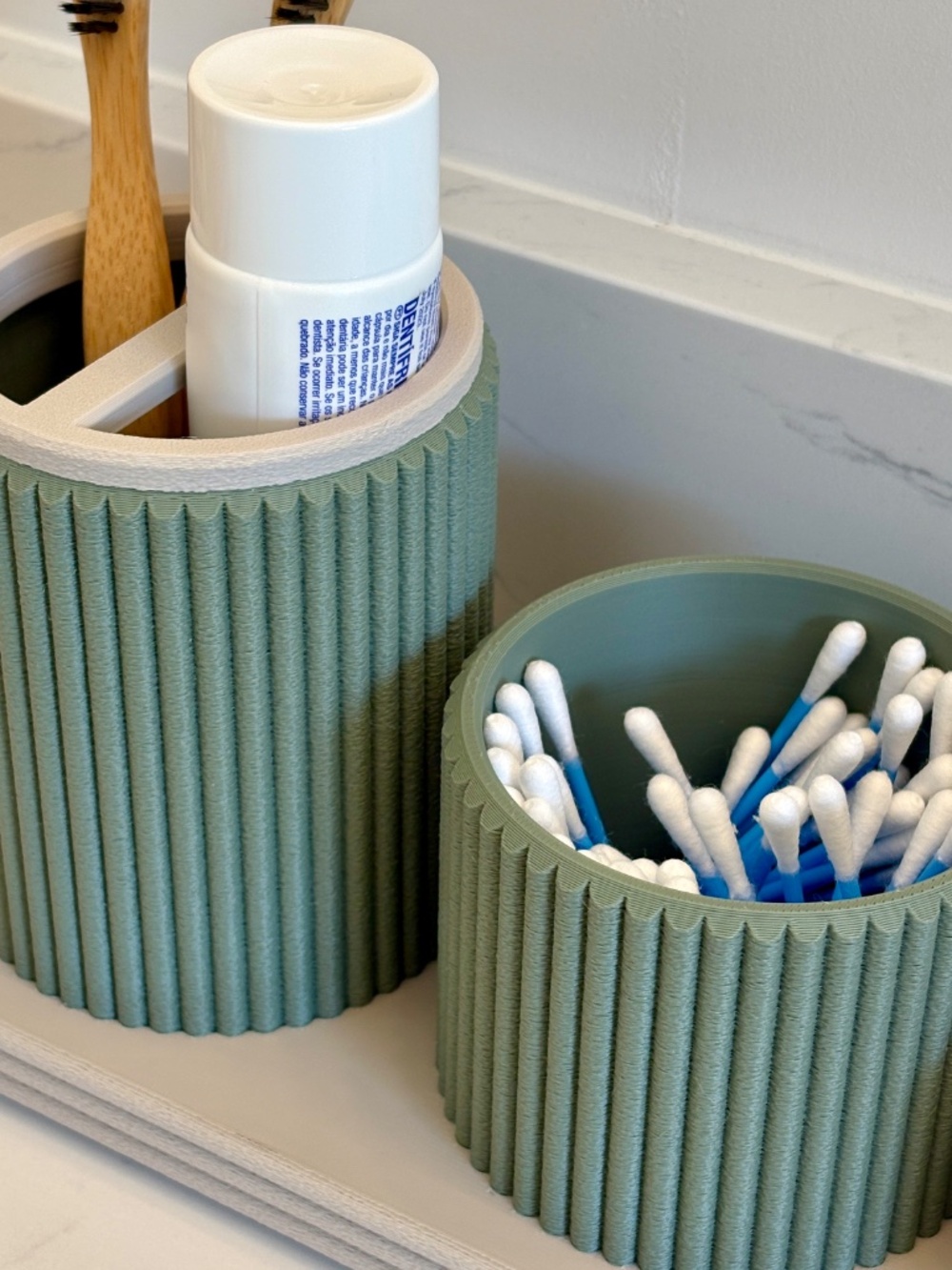 Vanity Organizer Set, Ribbed 3-Piece Countertop Storage - Picture 4 of 7